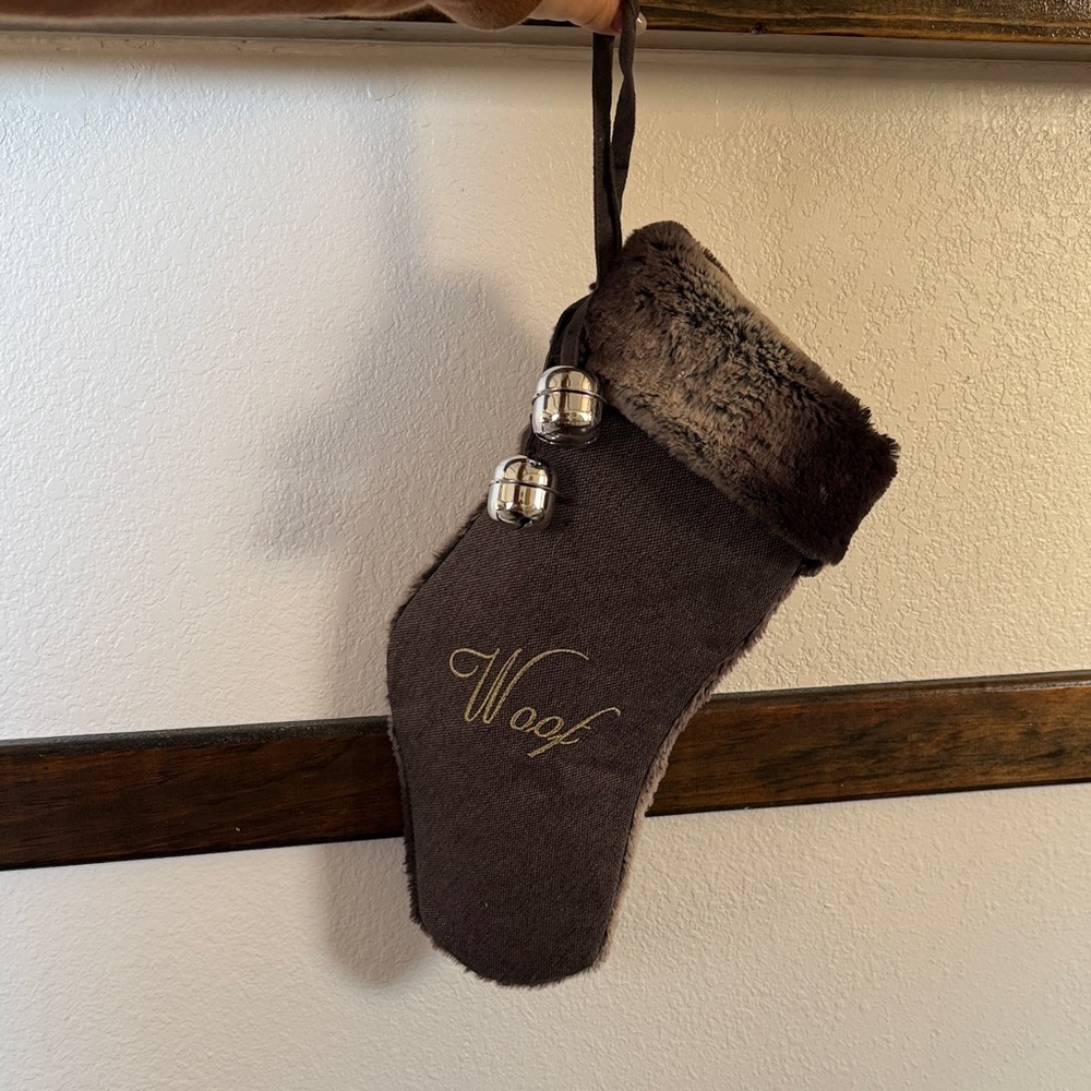 Brown Fur-Trimmed Dog Stocking